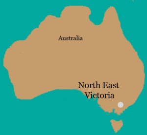 map showing northeast Victoria in southeast of Australia