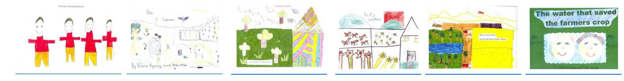 phto of covers of the 6 St Joseph's PS Hopetoun books on Sustainability issues in farming